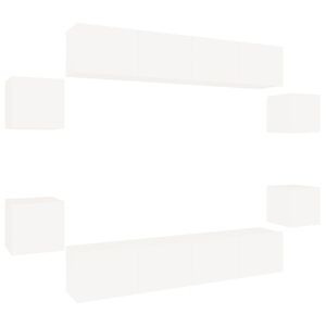 vidaXL 8-delige Tv-meubelset bewerkt hout wit