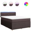 vidaXL Boxspring met matras stof donkerbruin 160x200 cm