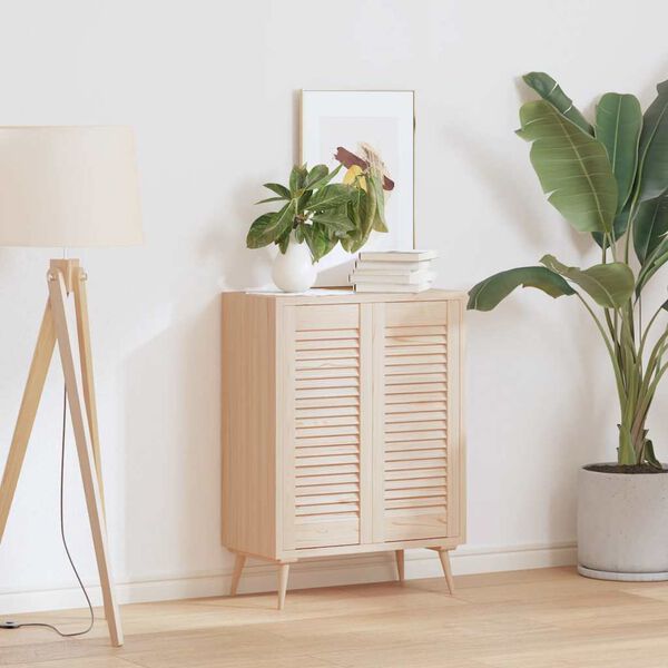 vidaXL Kastdeuren met lamellen 2 st 69x29,5 cm massief grenenhout