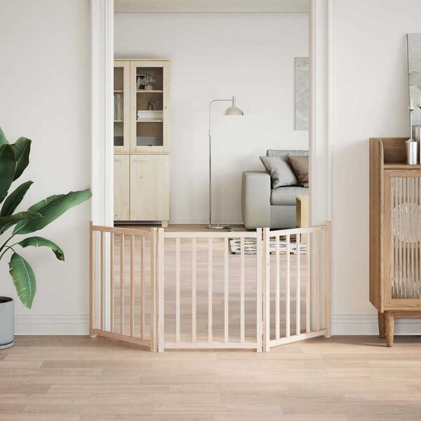 vidaXL Hondenhek inklapbaar 3 panelen 150 cm massief vurenhout