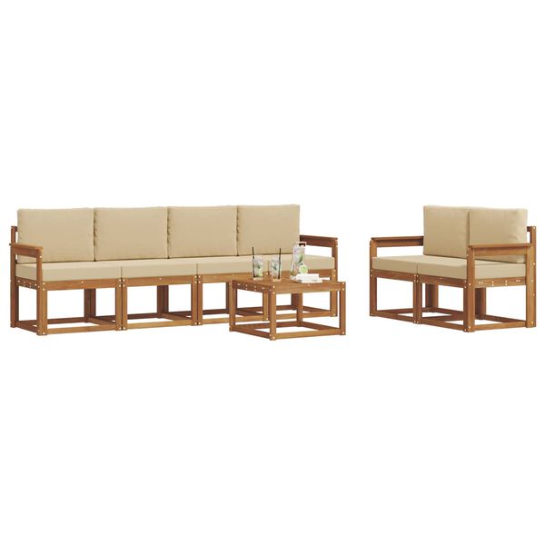 vidaXL Buiten bankenset 7 pcs Natuurlijk en Beige Massief Acaciahout