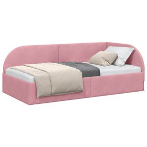 vidaXL Hoekbedframe Roze 80 cm x 200 cm Polyester en multiplex