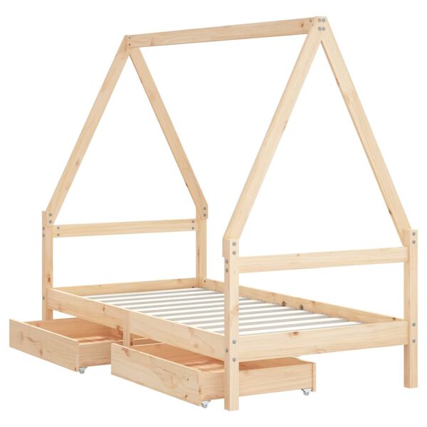 vidaXL Kinderbedframe met lades 80x160 cm massief grenenhout