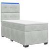 vidaXL Boxspring Bed met Matras en LED Lichtgrijs 90 x 190 cm Fluweel