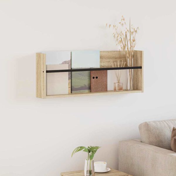 vidaXL Tijdschrift Rek Sonoma Eiken 80 x 12 x 30 cm Bewerkt hout
