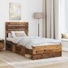 vidaXL Bedframe met hoofdeinde Oudhout 75 x 190 cm Massief grenenhout