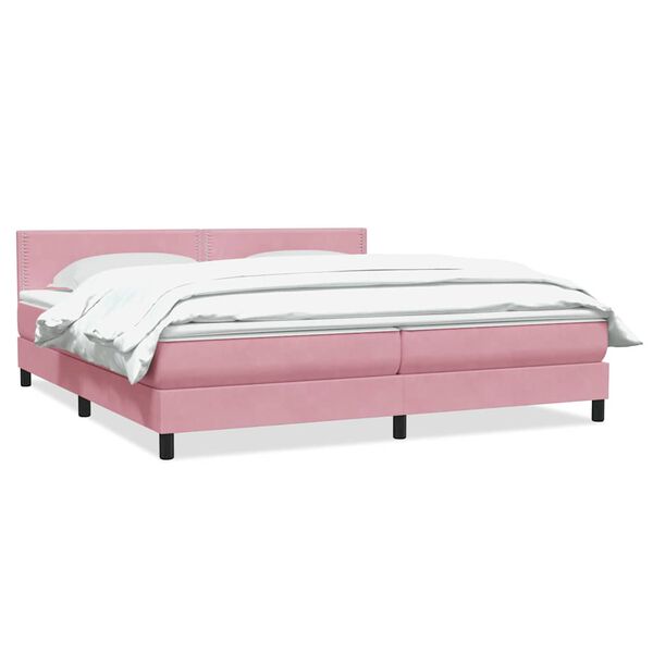 vidaXL Boxspring met matras fluweel roze 180x210 cm