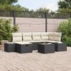 vidaXL Tuin Sofa Set met kussen 7 pcs Zwart poly rattan