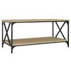 vidaXL Salontafel 100x50x45 cm bewerkt hout en ijzer sonoma eikenkleur