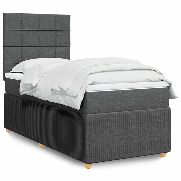 vidaXL Boxspring met matras stof donkergrijs 100x200 cm