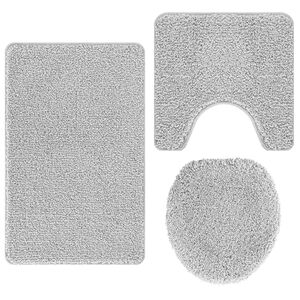 vidaXL Antislip Badmat Set 3 pcs Grijs 50 x 50 cm PP