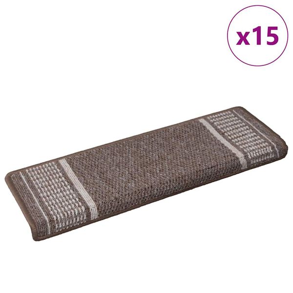 vidaXL Zelfklevende Trapmatten 15 pcs Bruin 65 x 21 x 4 cm