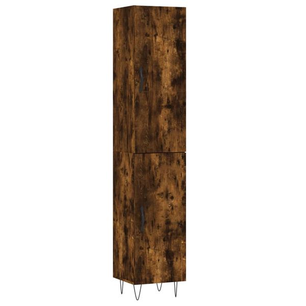 vidaXL Hoge kast 34,5x34x180 cm bewerkt hout gerookt eikenkleurig