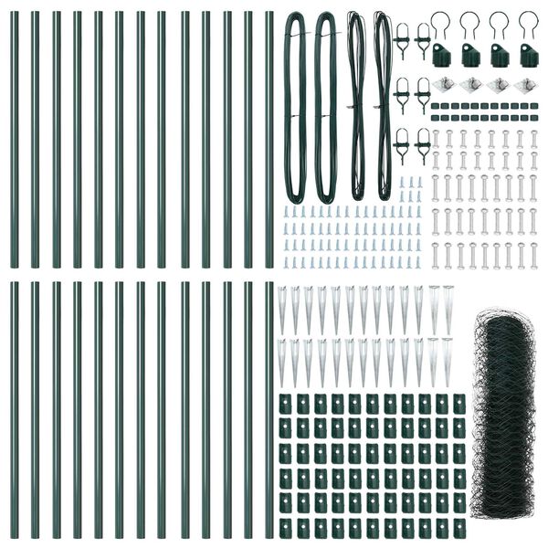 vidaXL Afrasteringspaal Groen 50 x 1 m (36 mm gaas) Staal en PVC