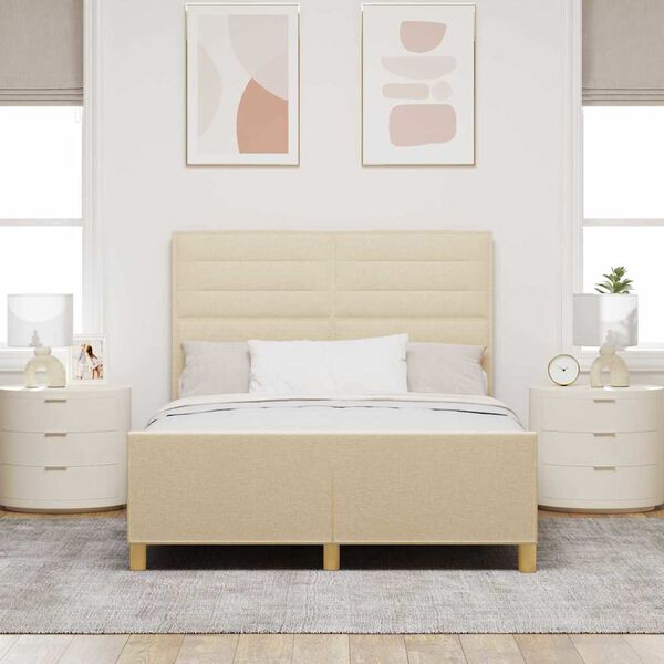 vidaXL Bedframe met hoofdeinde Cr&egrave;me 140 x 190 cm Stof