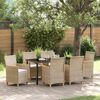 vidaXL Tuin Eetset 7 pcs Beige poly rattan