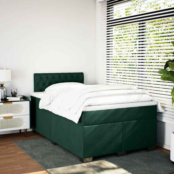 vidaXL Boxspring met matras fluweel donkergroen 120x190 cm