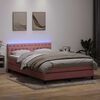 vidaXL Boxspring met matras en LED fluweel roze 160x220 cm