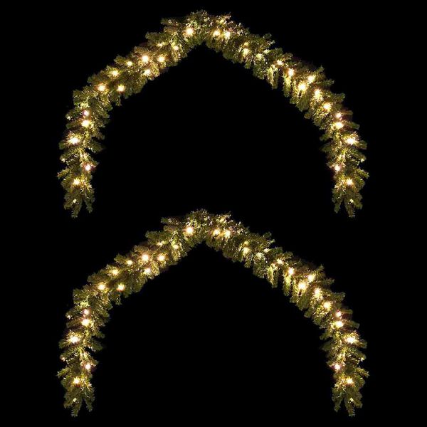 vidaXL Kerstkrans met 600 LED 2 pcs Groen PVC