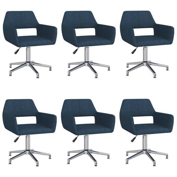 vidaXL Eetkamerstoelen draaibaar 6 st stof blauw