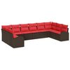 vidaXL Tuinbankenset 10 st Bruin en Rood poly rattan