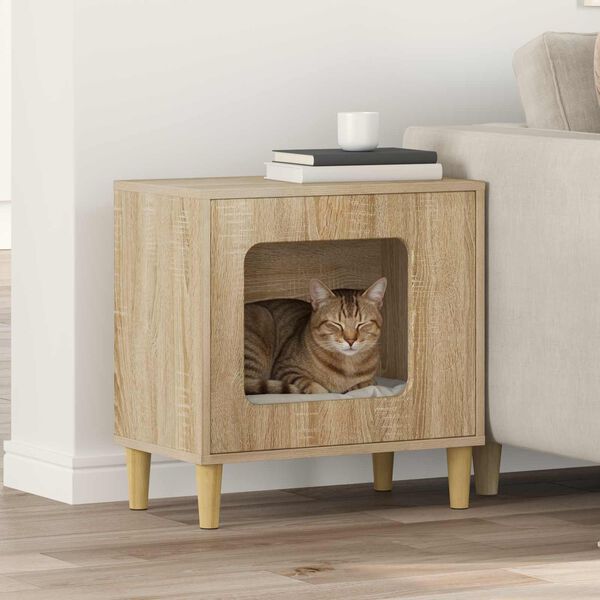 vidaXL Kattenhuis Sonoma 51 x 30 x 52 cm Bewerkt hout