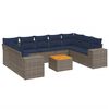 vidaXL 10-delige tuinbankset met kussens, grijs polyrotan