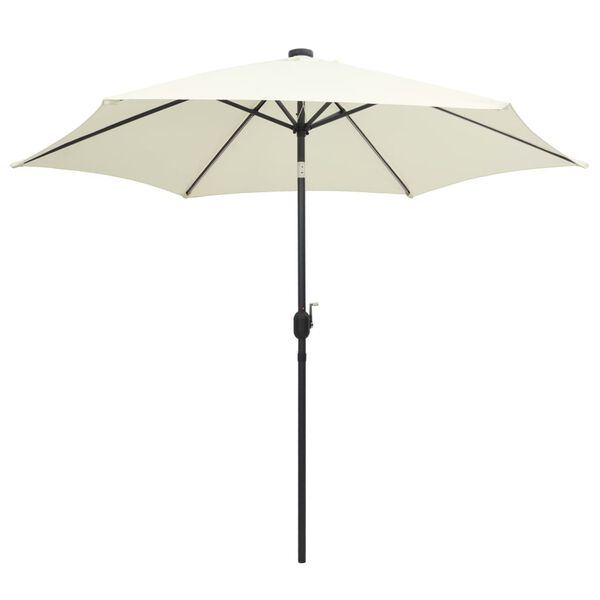 vidaXL Parasol met LED-verlichting en aluminium paal 300 cm zandwit
