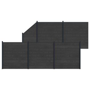 vidaXL Hekpaneel 6 pcs WPC en Aluminium Zwart