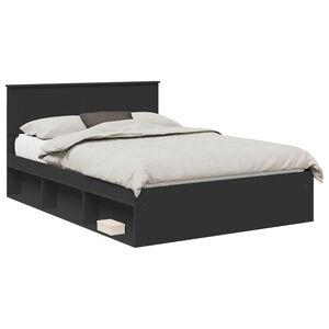 vidaXL Bedframe met hoofdeinde Zwart 140 x 200 cm Bewerkt hout