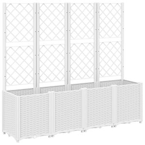 vidaXL Plantenbak met latwerk 160x40x140 cm polypropeen wit