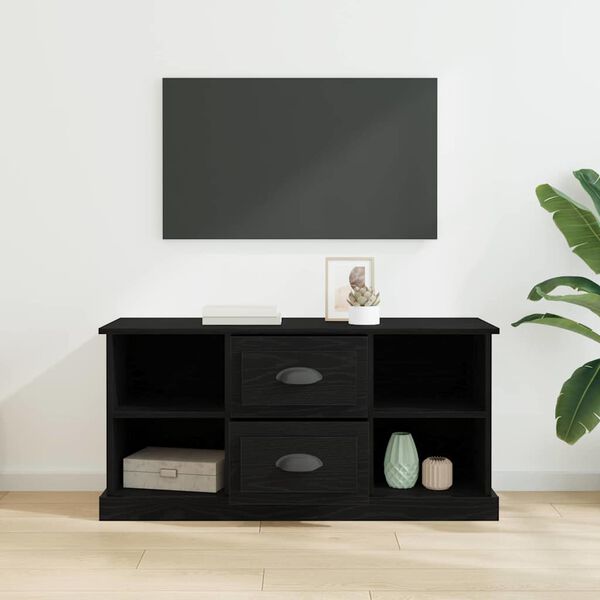 vidaXL TV-kast met lade Zwart Eiken 99,5 x 35,5 x 48 cm Bewerkt hout