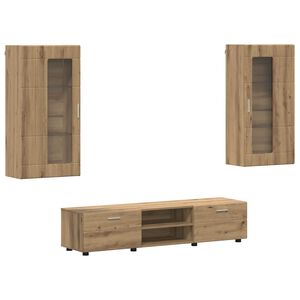 vidaXL Tv-meubelset FLORIN 3 pcs Artisan Eiken Bewerkt hout