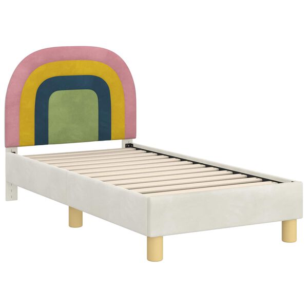 vidaXL Peuterbedframe met hoofdbord Crème 70 x 140 cm Fluweel
