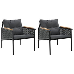 vidaXL Tuinstoelen 2 st met kussens staal zwart