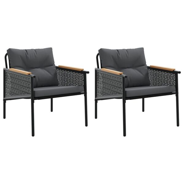 vidaXL Tuinstoelen 2 st met kussens staal zwart