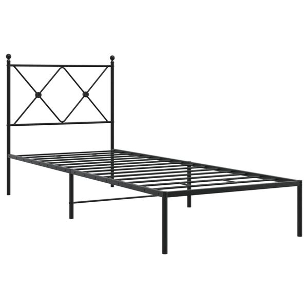 vidaXL Bedframe met hoofdbord metaal zwart 80x200 cm