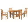 vidaXL Tuin eettafelset 5 st Bruin Massief Teakhout