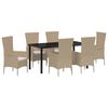 vidaXL Tuin eettafelset 7 st Beige poly rattan