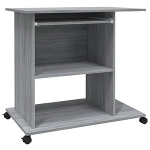 vidaXL Computerbureau 80x50x75 cm bewerkt hout grijs sonoma eikenkleur