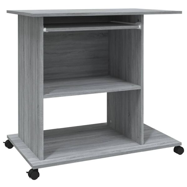 vidaXL Computerbureau 80x50x75 cm bewerkt hout grijs sonoma eikenkleur