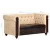 vidaXL Tweezitsbank Chesterfield-stijl echt leer bruin