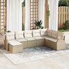 vidaXL Bankstel met kussen met opslag 8 pcs Beige en Wit poly rattan