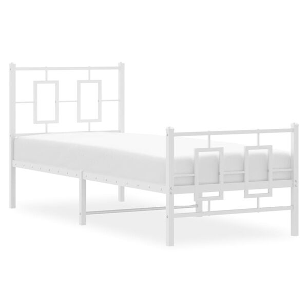 vidaXL Bedframe met hoofd- en voeteneinde metaal wit 75x190 cm