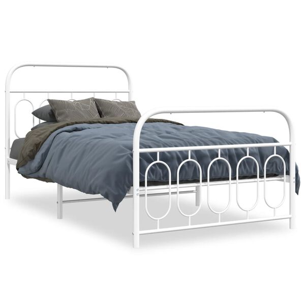 vidaXL Bedframe met hoofd- en voeteneinde metaal wit 100x190 cm