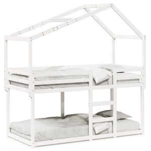 vidaXL Stapelbed met bedhuis massief grenenhout wit 80x200 cm
