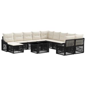 vidaXL Tuinbankenset 12 st Zwart en Cream Wit poly rattan