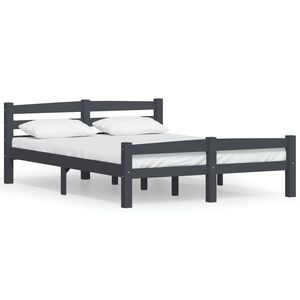vidaXL Bedframe massief grenenhout donkergrijs 120x200 cm