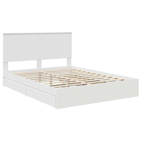 vidaXL Opslag bed met hoofdeinde Wit 150 x 200 cm Bewerkt hout