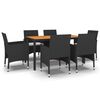 vidaXL 7-delige Tuinset poly rattan zwart